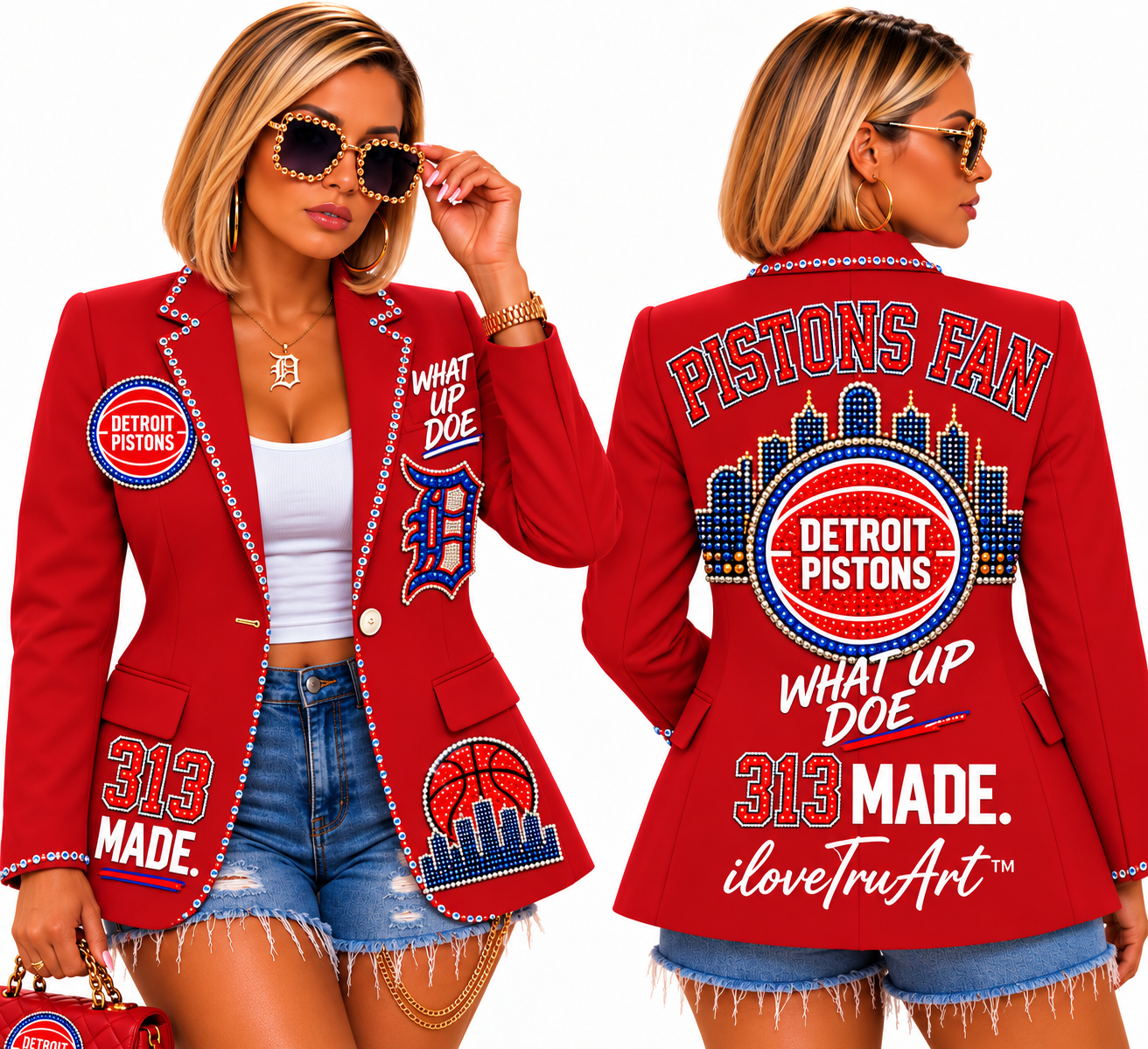 Detroit Pistons Fan Blazer | Signature Glitter | IloveTruArt™