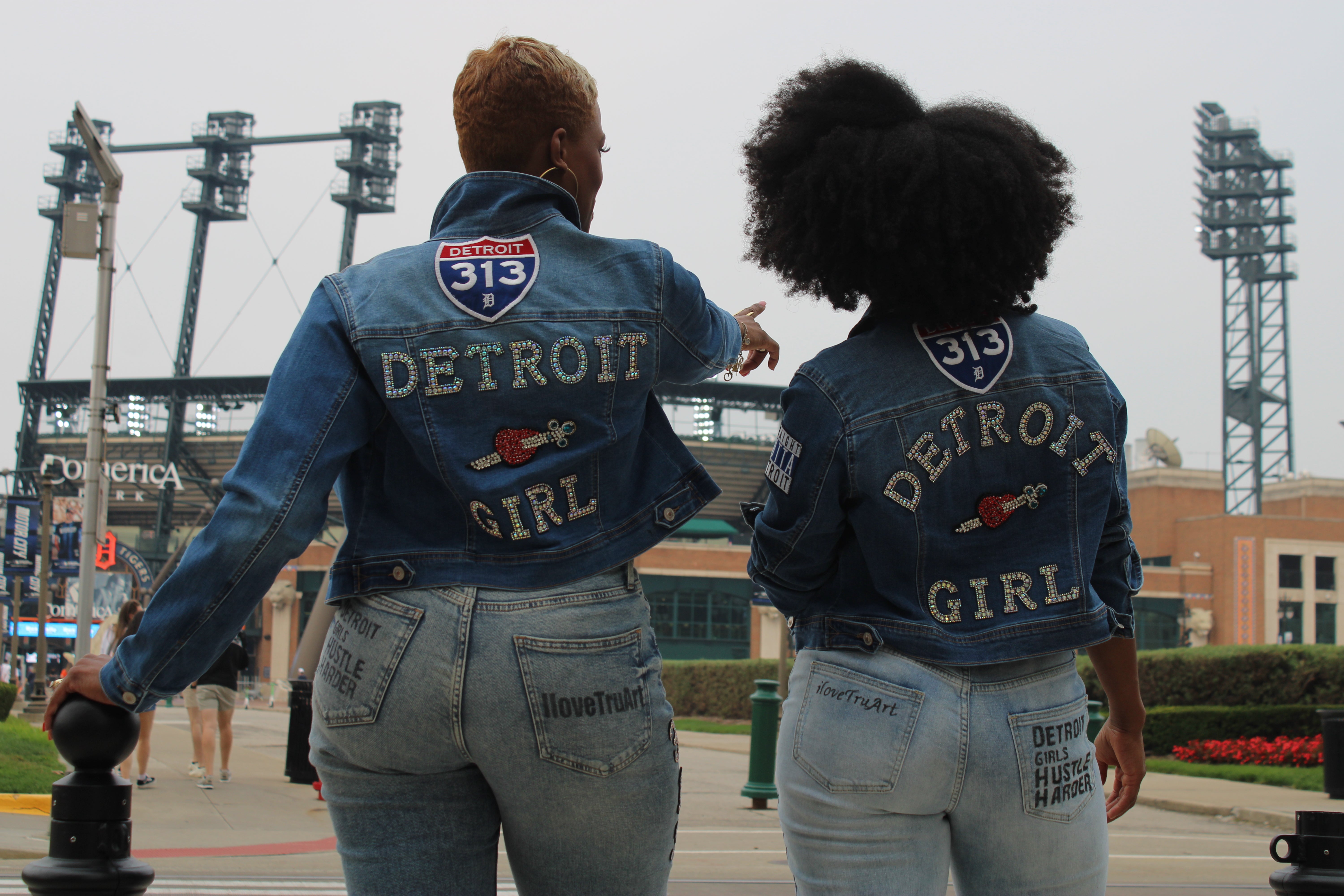 IloveTruArt Detroit Girl Customizable  Denim Jacket ( back side only)