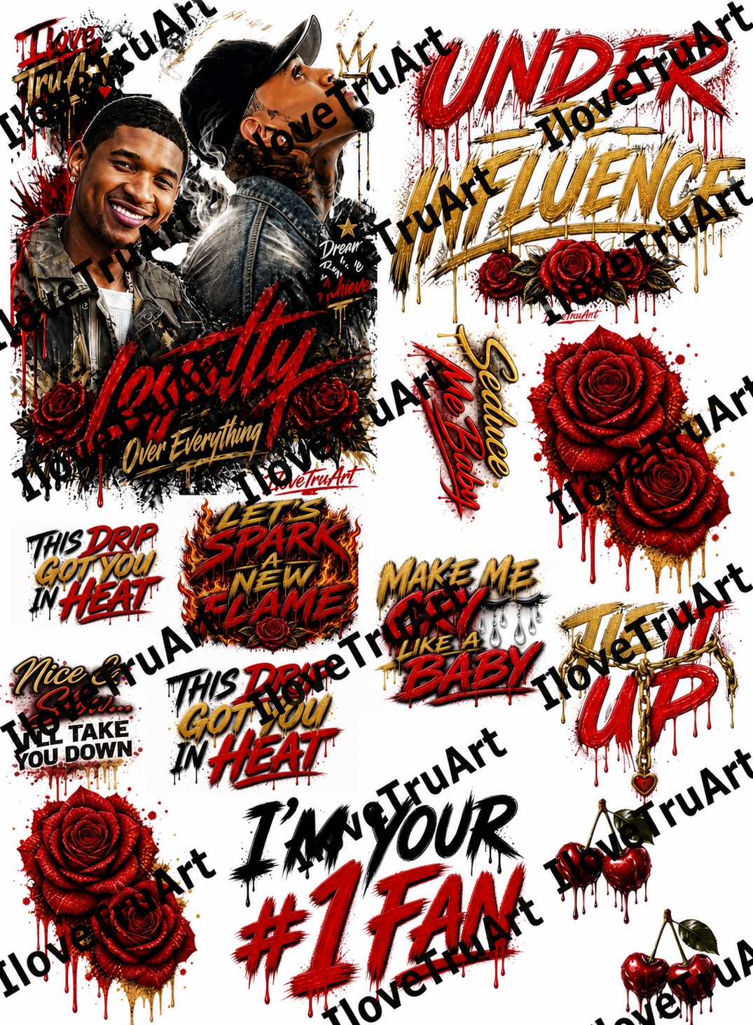 Chris Brown & Usher Template/Iron on Patches