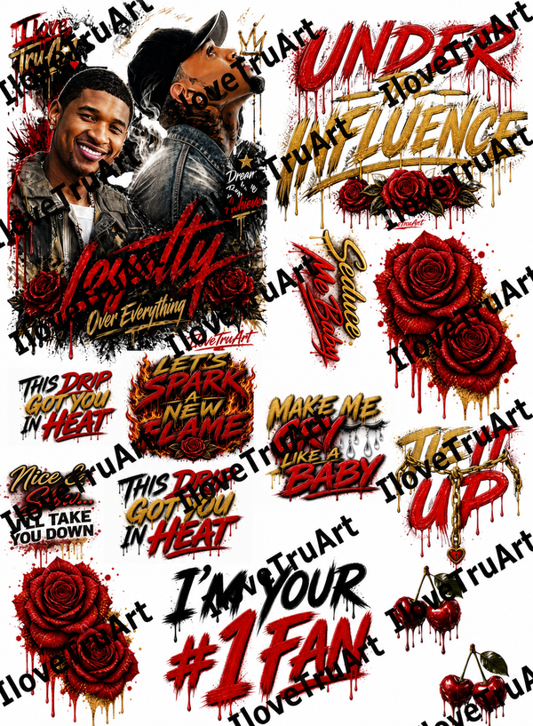 Chris Brown & Usher Template/Iron on Patches