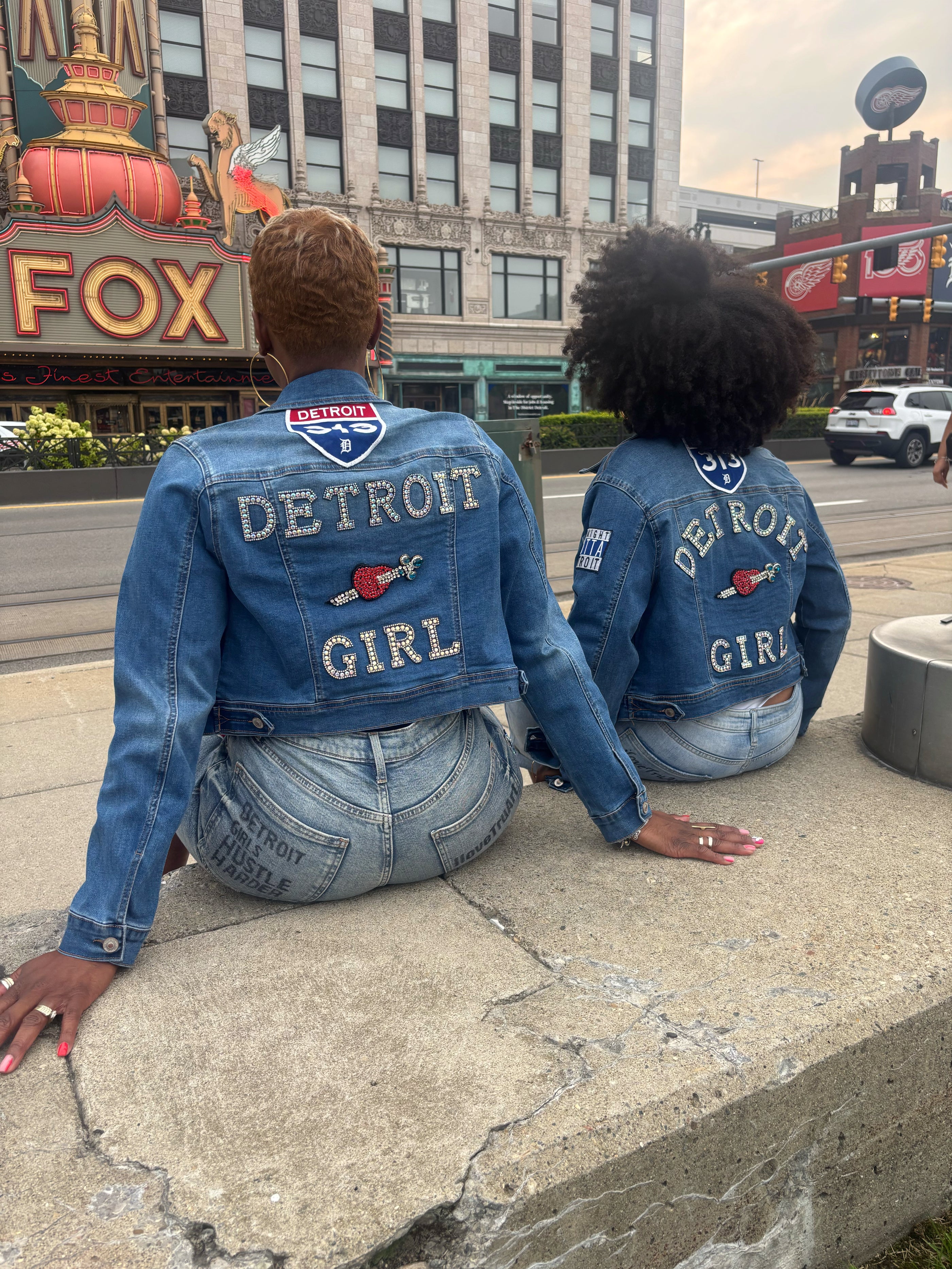 IloveTruArt Detroit Girl Customizable  Denim Jacket ( back side only)