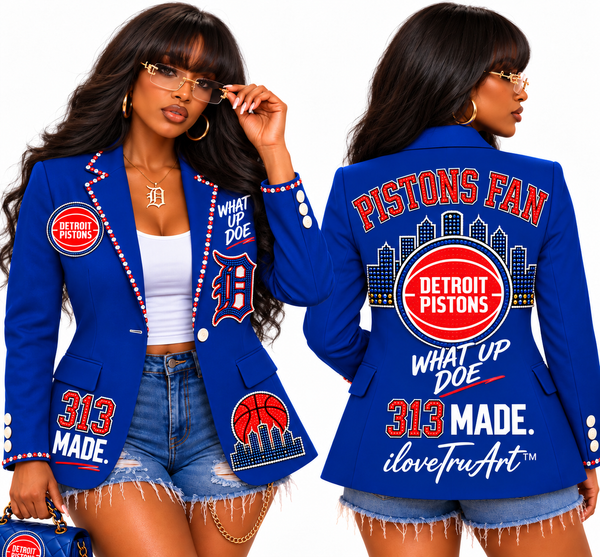 Detroit Pistons Fan Blazer | Signature Glitter | IloveTruArt™