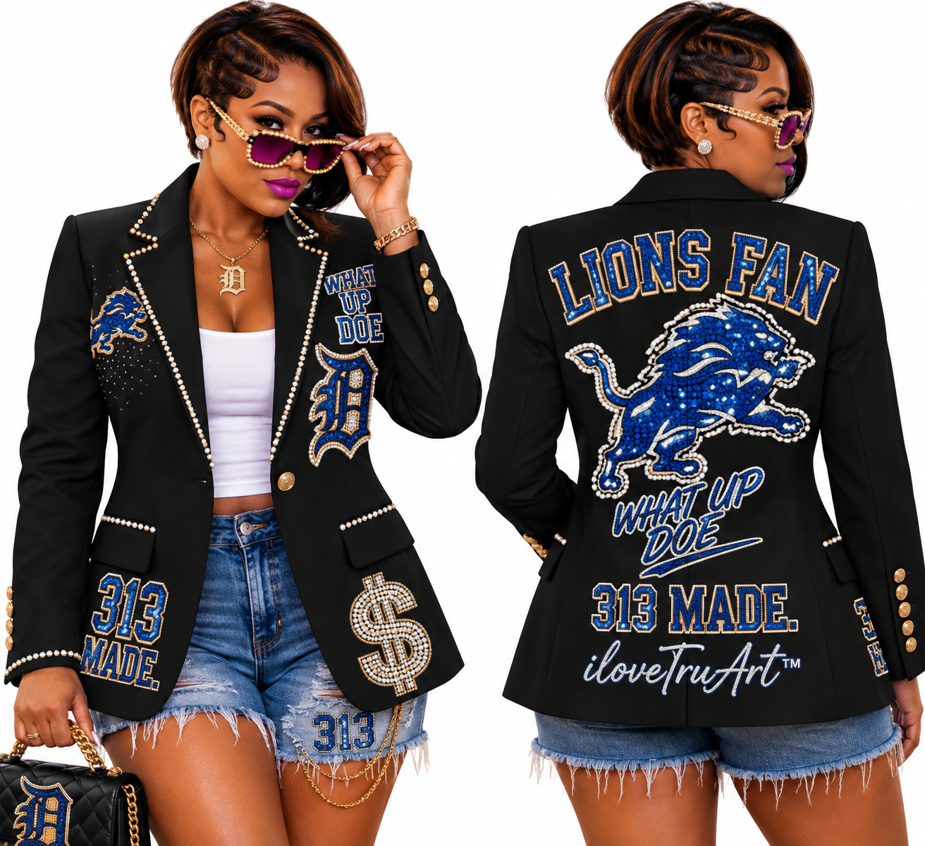 Detroit Lions Fan Blazer – Black | IloveTruArt™