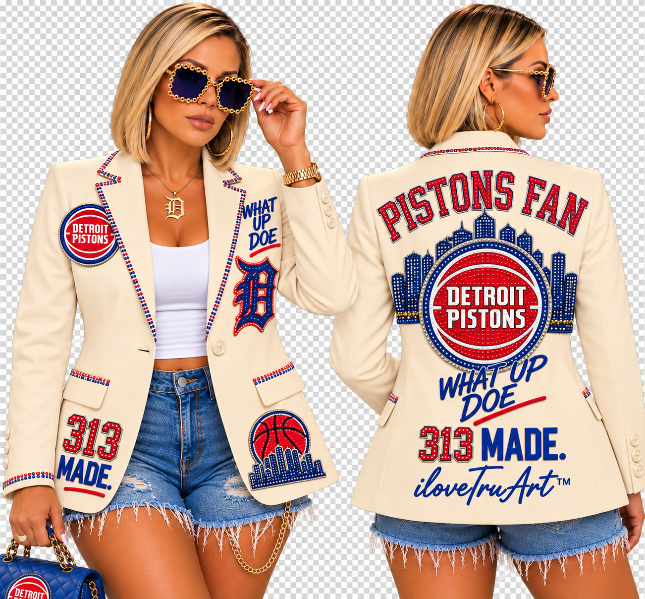 Detroit Pistons Fan Blazer | Signature Glitter | IloveTruArt™