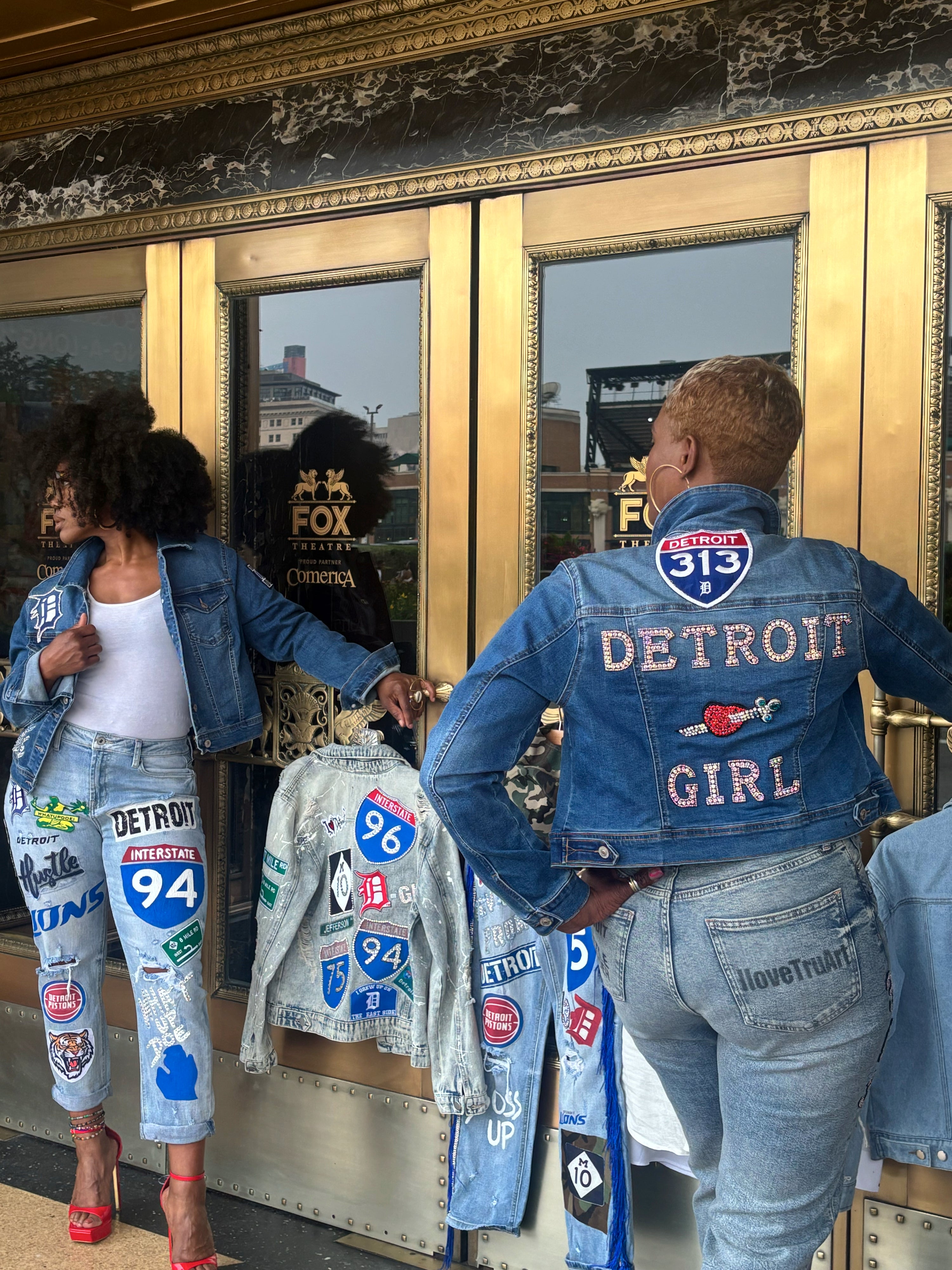 IloveTruArt Detroit Girl Customizable  Denim Jacket ( back side only)