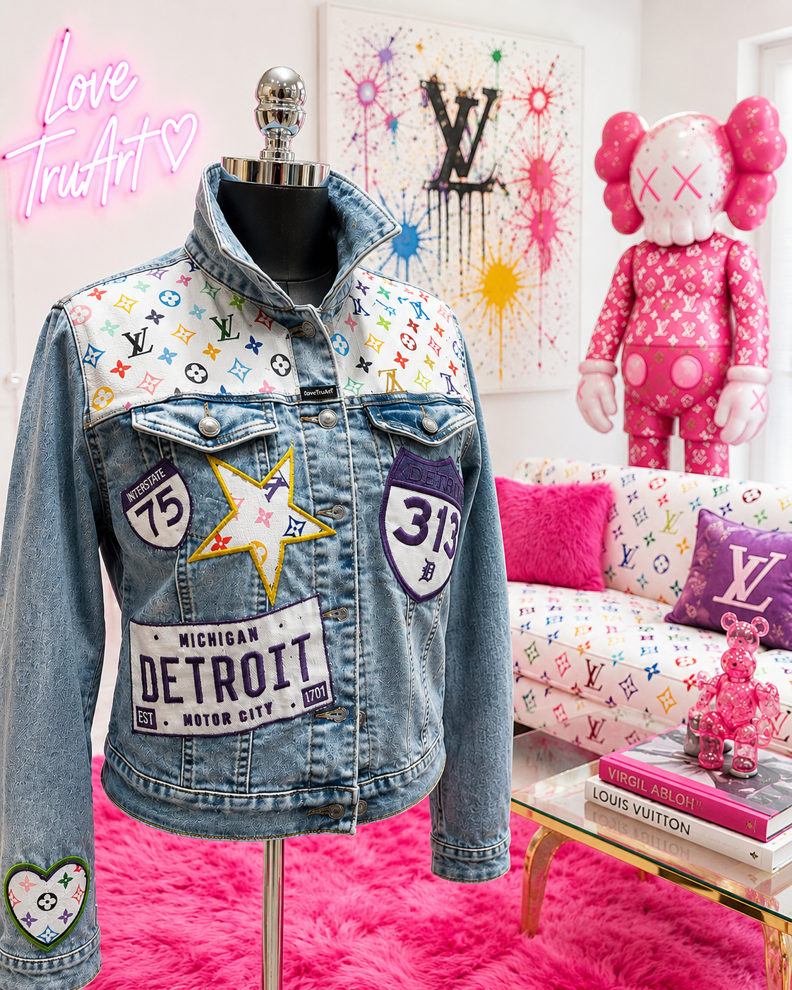 Custom refurbished LV Crop Denim