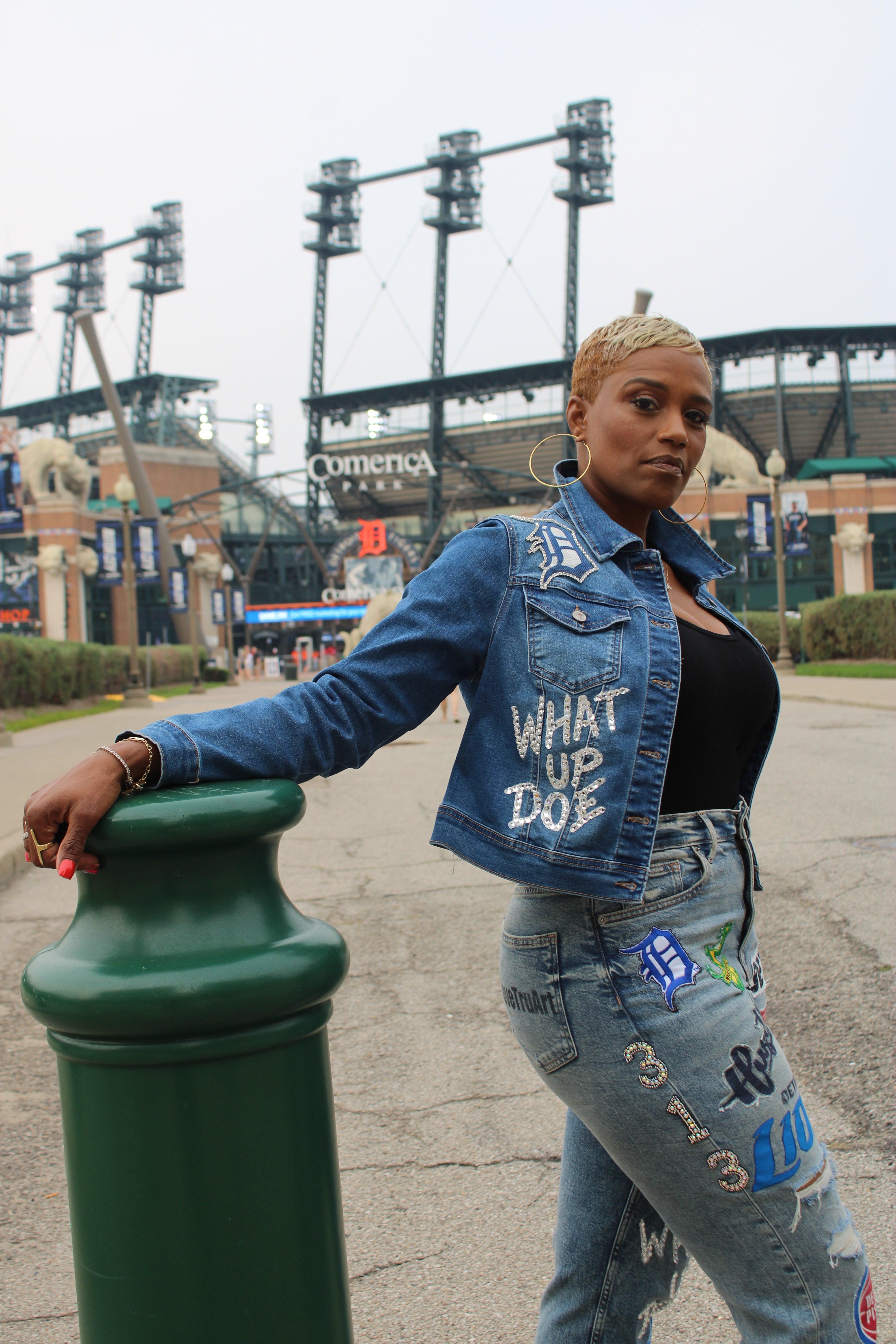 IloveTruArt Detroit Girl Customizable  Denim Jacket ( back side only)