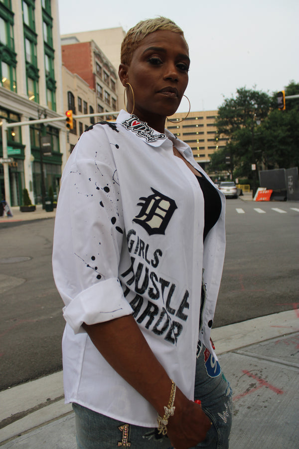Limited edition Detroit Black and white button up