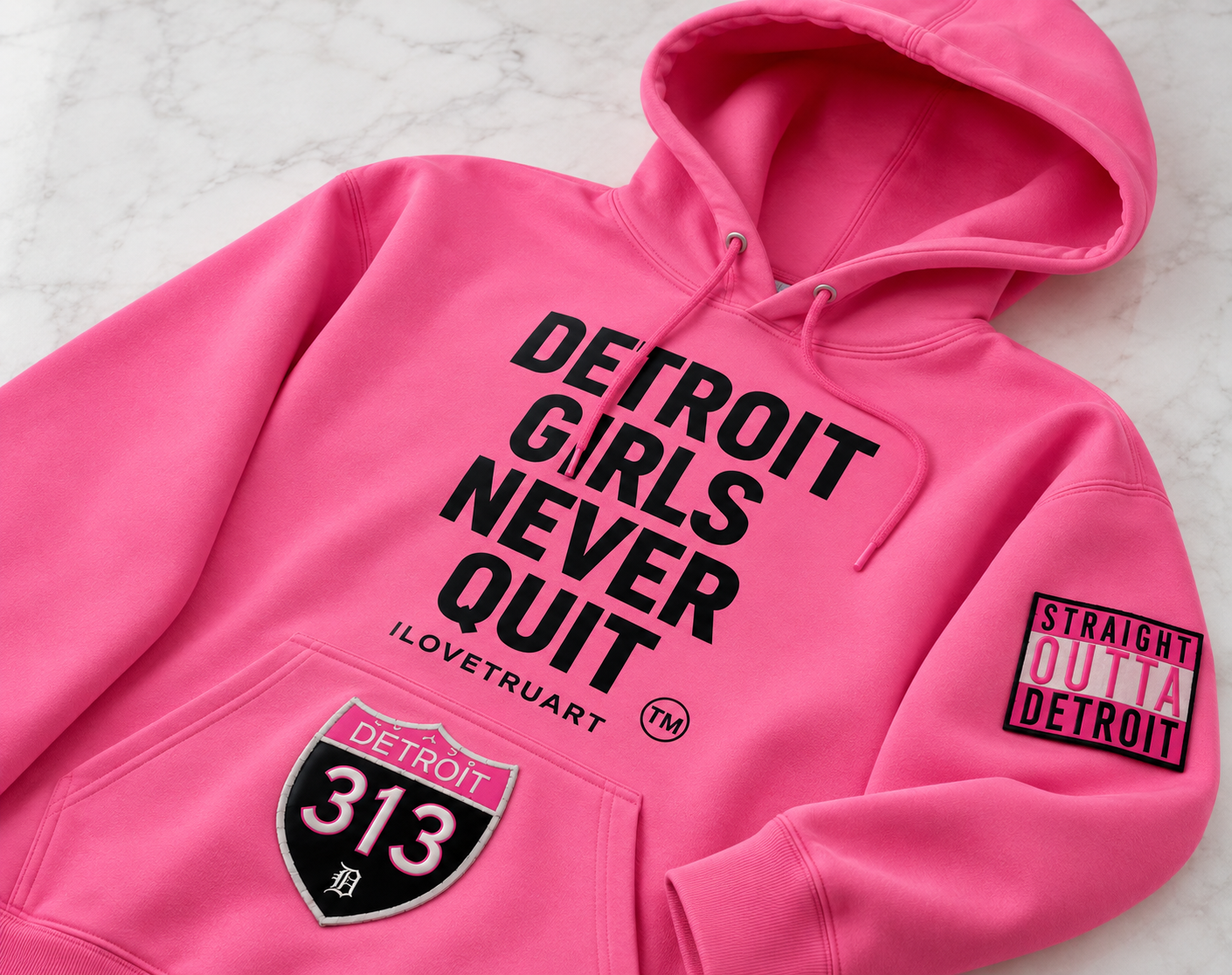 Detroit Girls Never Quit™ 313 Hoodie | IloveTruArt™