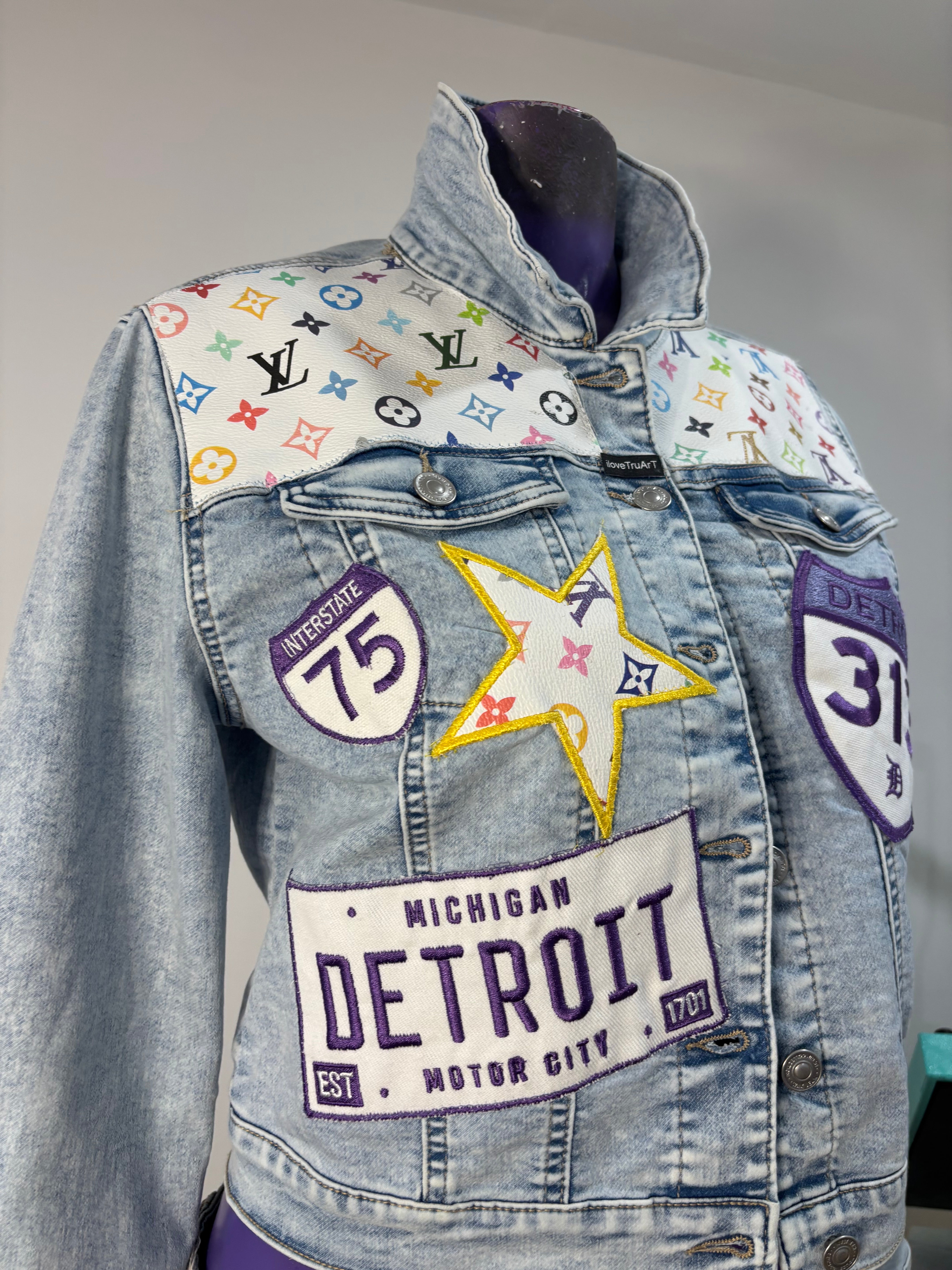 Custom refurbished LV Crop Denim