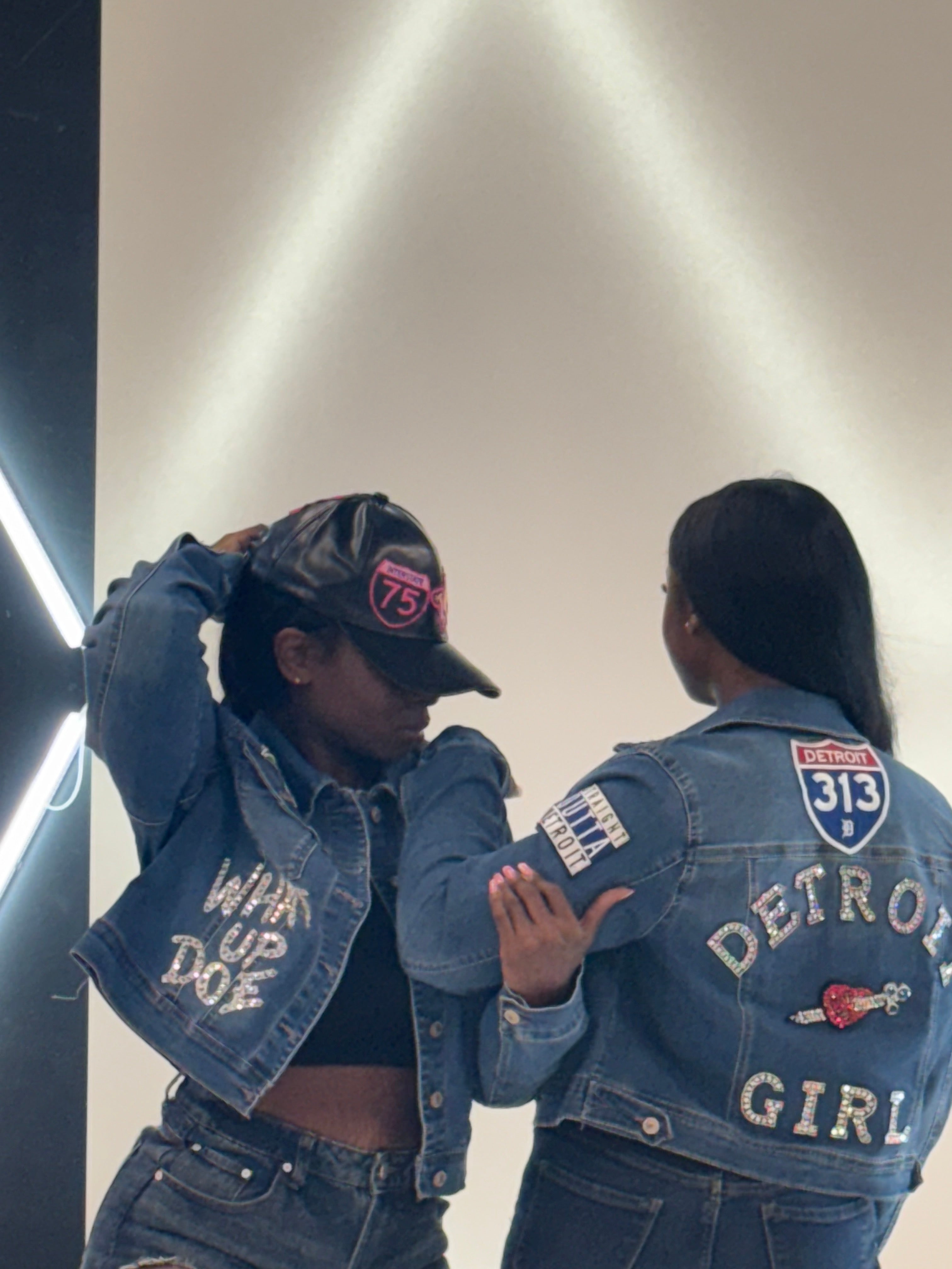 Detroit Girl Full Custom Bling Denim Jacket – Front & Back Design