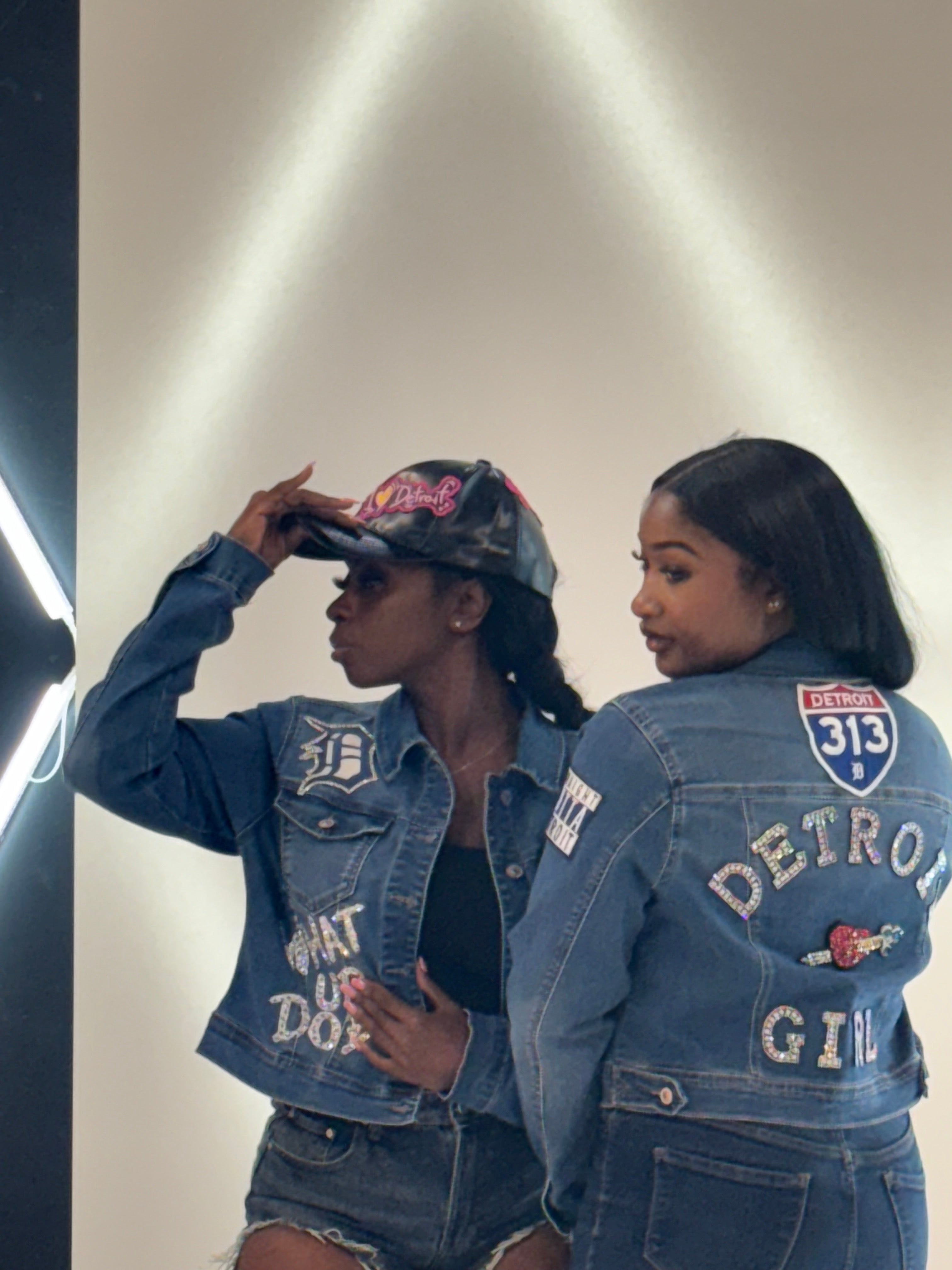 Detroit Girl Full Custom Bling Denim Jacket – Front & Back Design