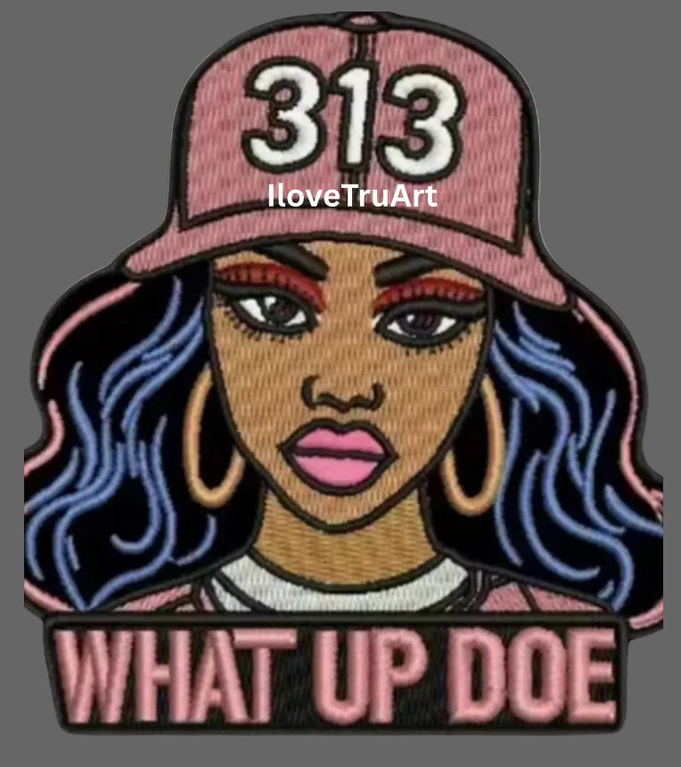 Detroit 313 girl patch inspired by Detroit Culture 