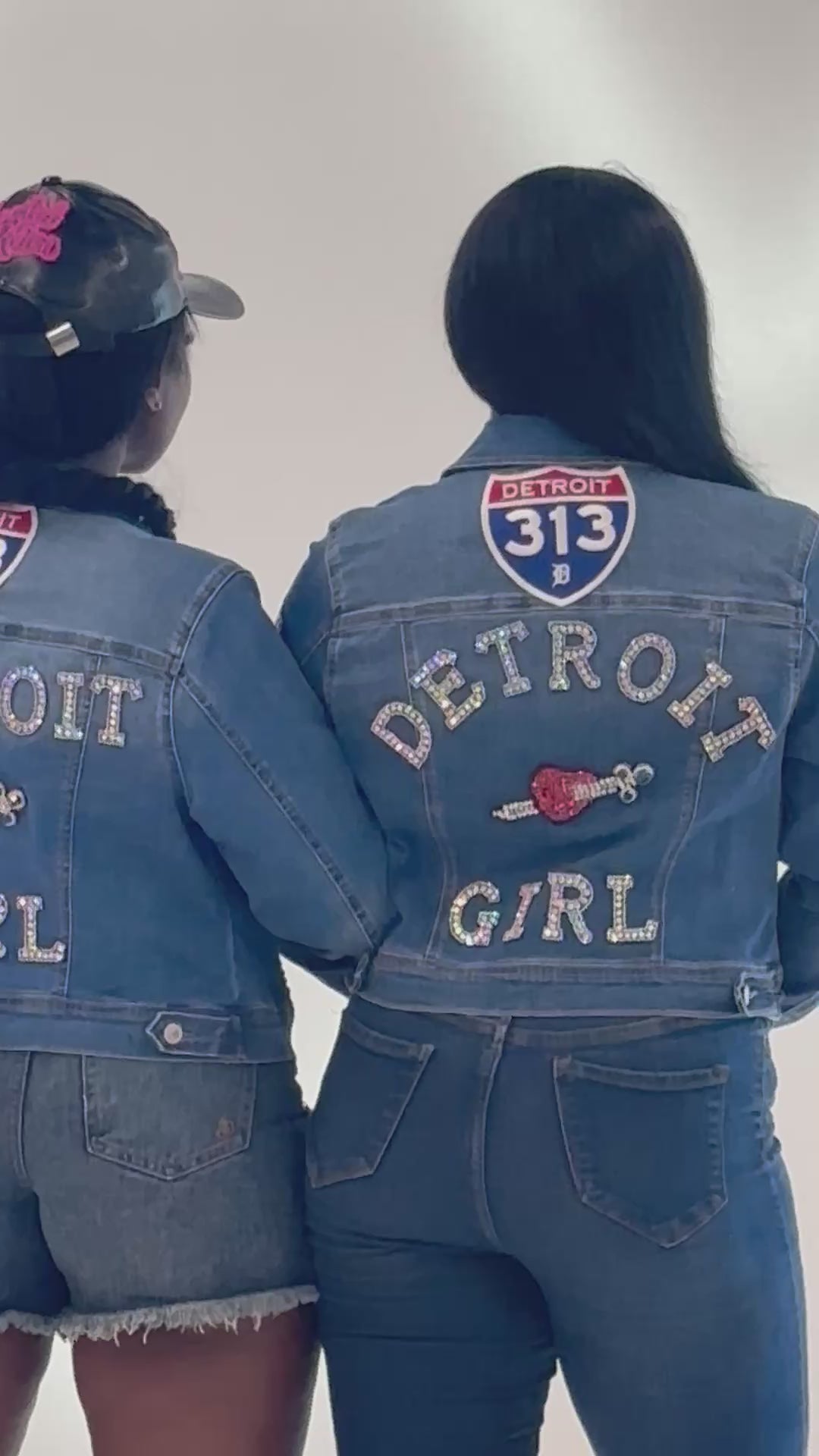 Detroit Girl Full Custom Bling Denim Jacket – Front & Back Design